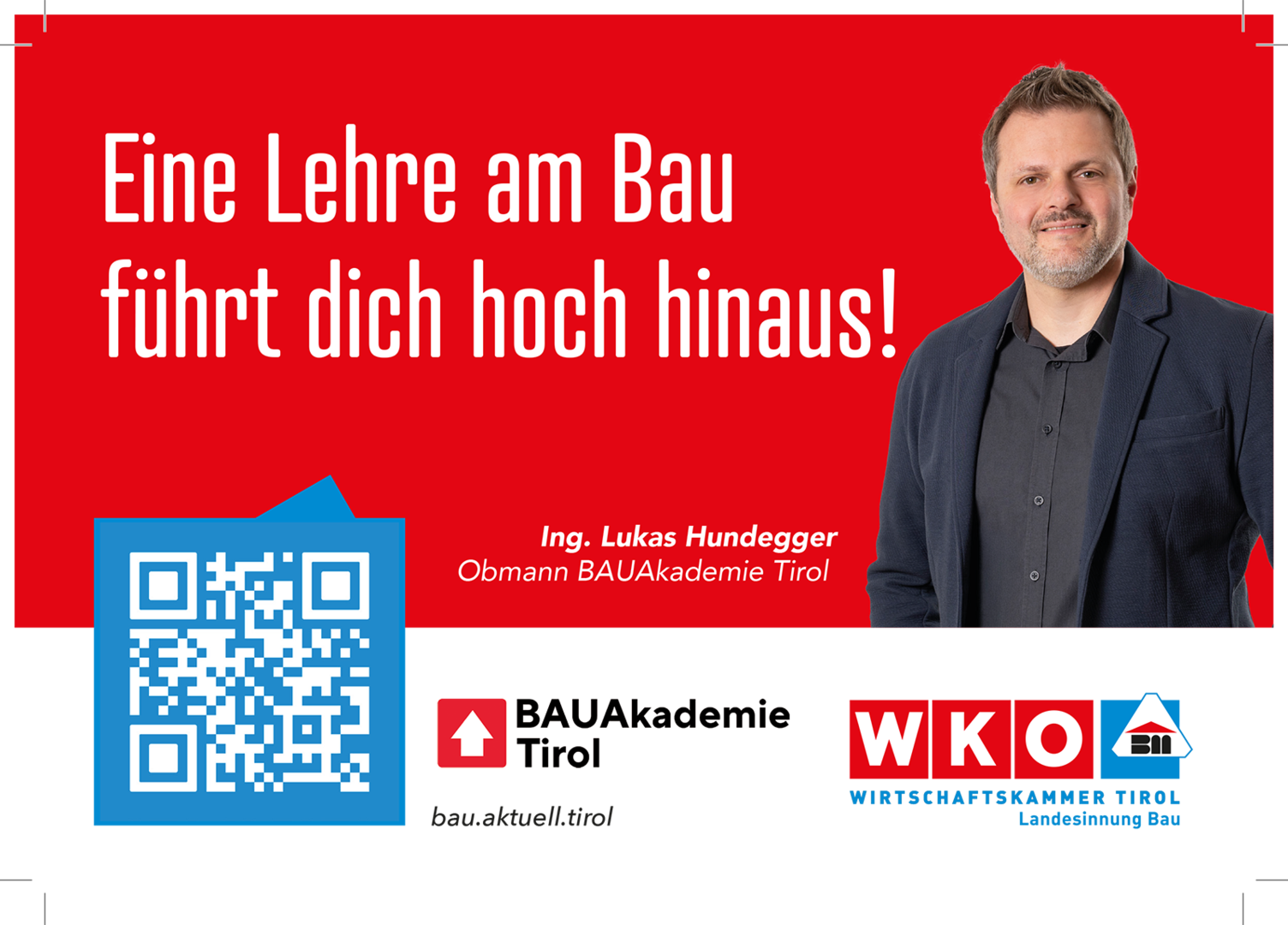 Mann vor rotem Hintergrund | Credit: BauAkademie Tirol