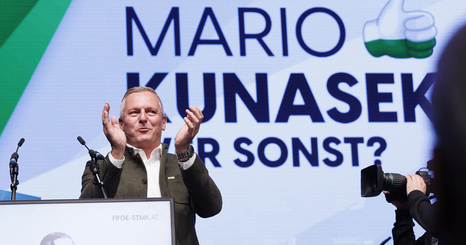 Mario Kunasek im Rahmen einer Veranstaltung der FPÖ im steirischen Landtagswahlkampf