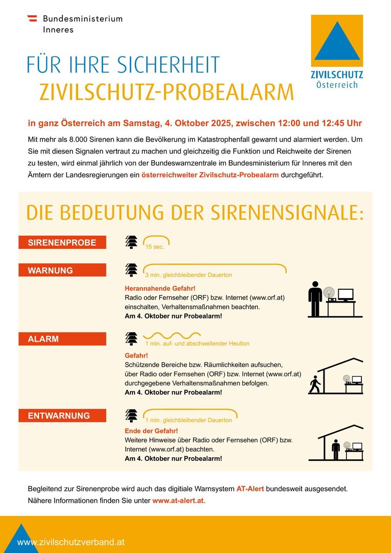 Informationsblatt des Bundesministeriums für Inneres zum Thema Alarm