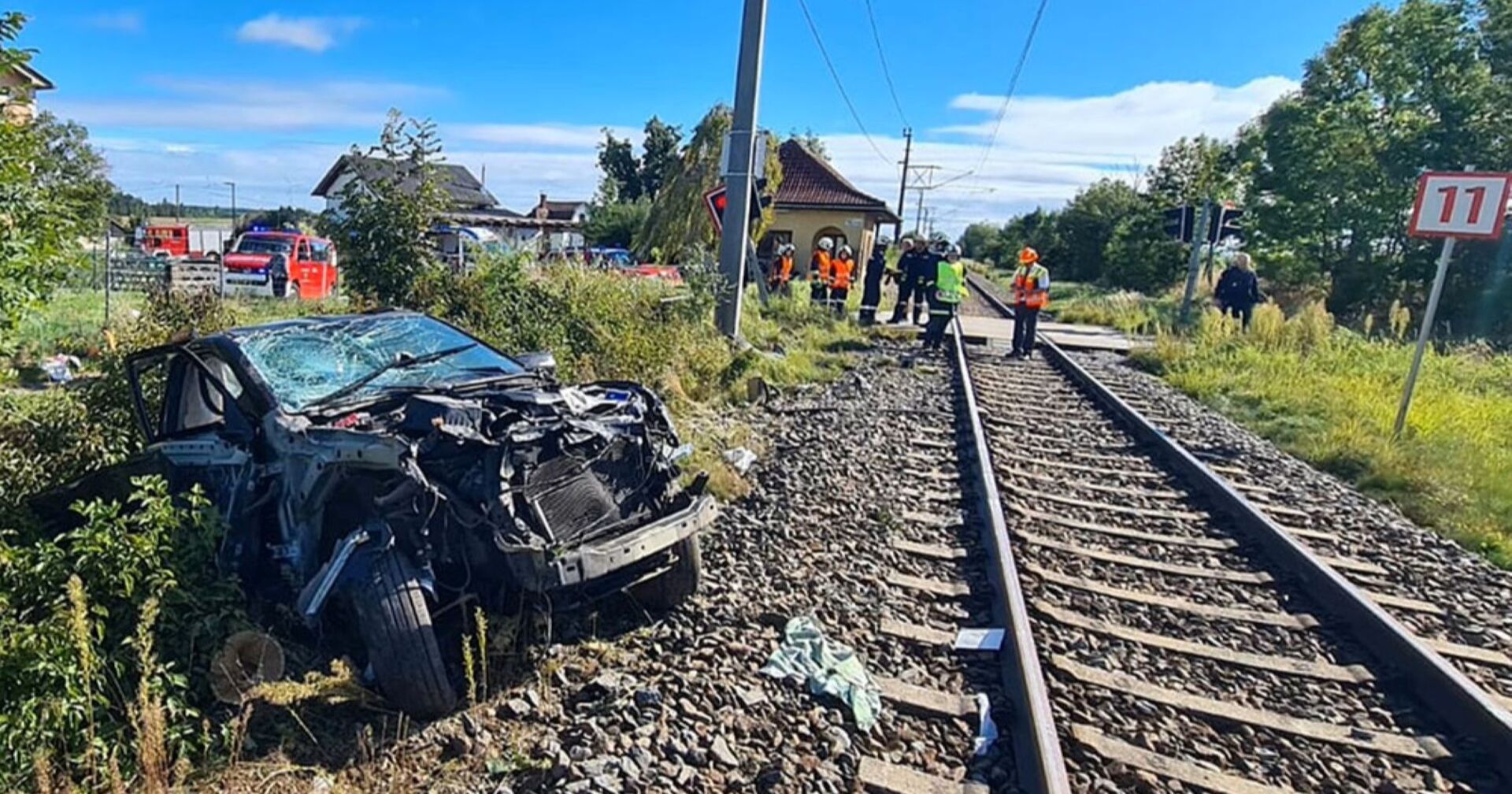 Unfallstelle in Blumau an der Wild, ein Zug hat einen PKW erfasst