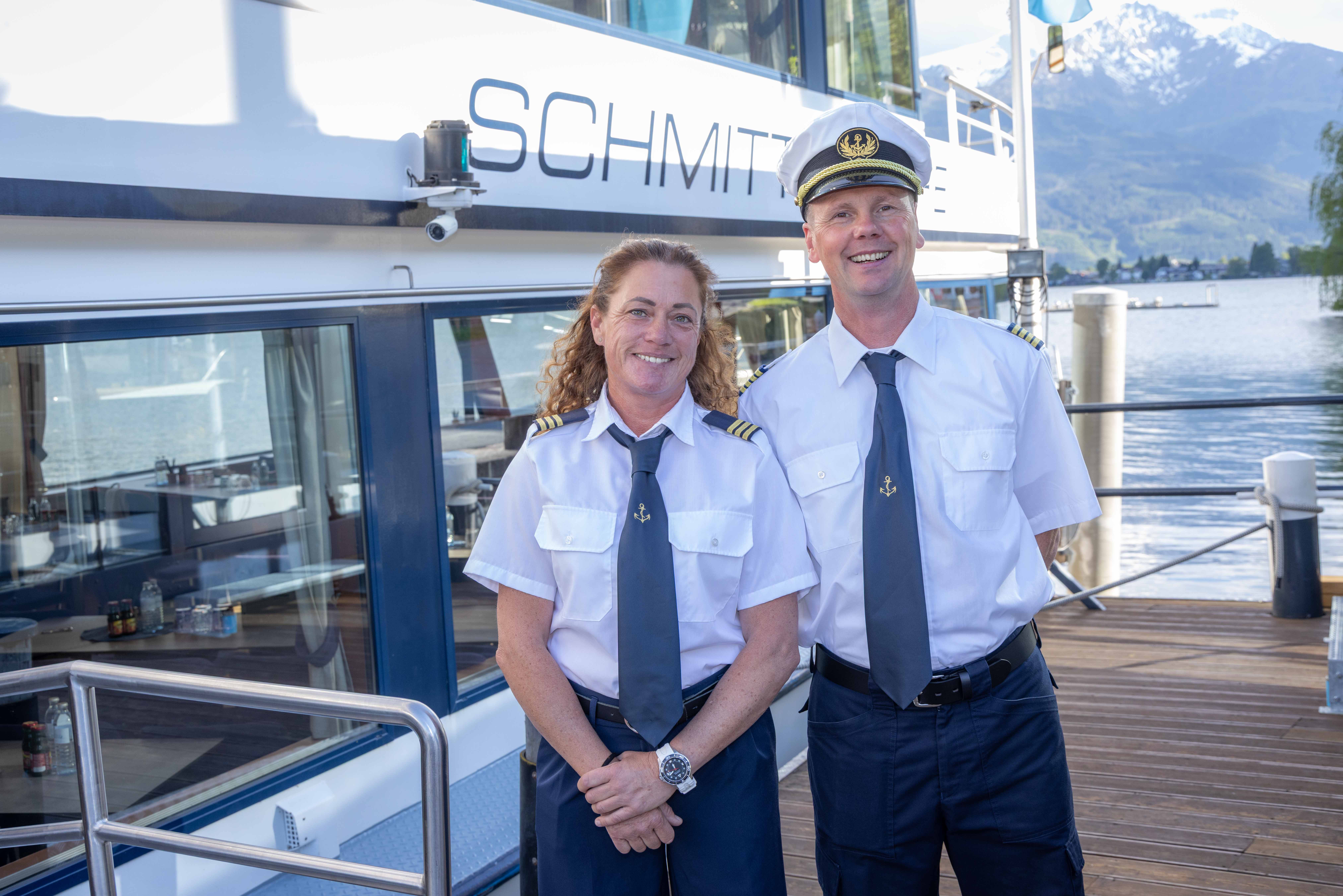 Schiffsführerin Isabella Zeinzinger und Kapitän Norbert Mayr stehen für das, was die MS Schmittenhöhe ausmacht.