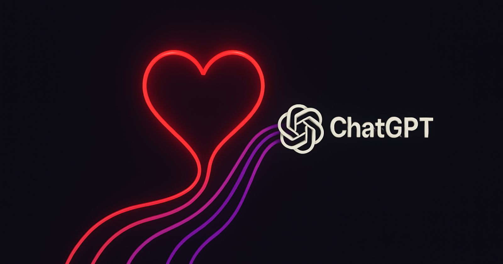 Ein rotes Herz und der Schriftzug des ChatGPT-Logos