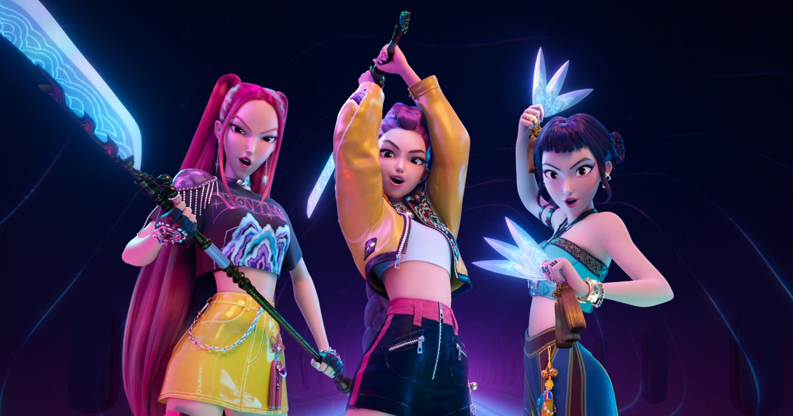 Die Hauptfiguren aus "KPop Demon Hunters", v.li.: Zoey, Rumi und Mira