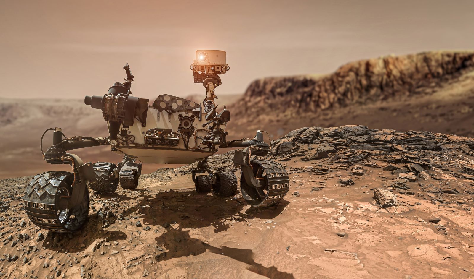 Ein Rover auf einem anderen Planeten.