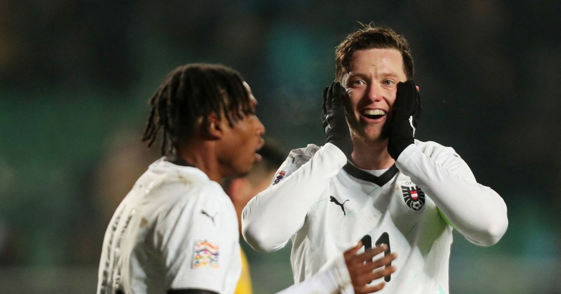 Michael Gregoritsch und Chukwubuike "Junior" Adamu beim Spiel gegen Kasachstan