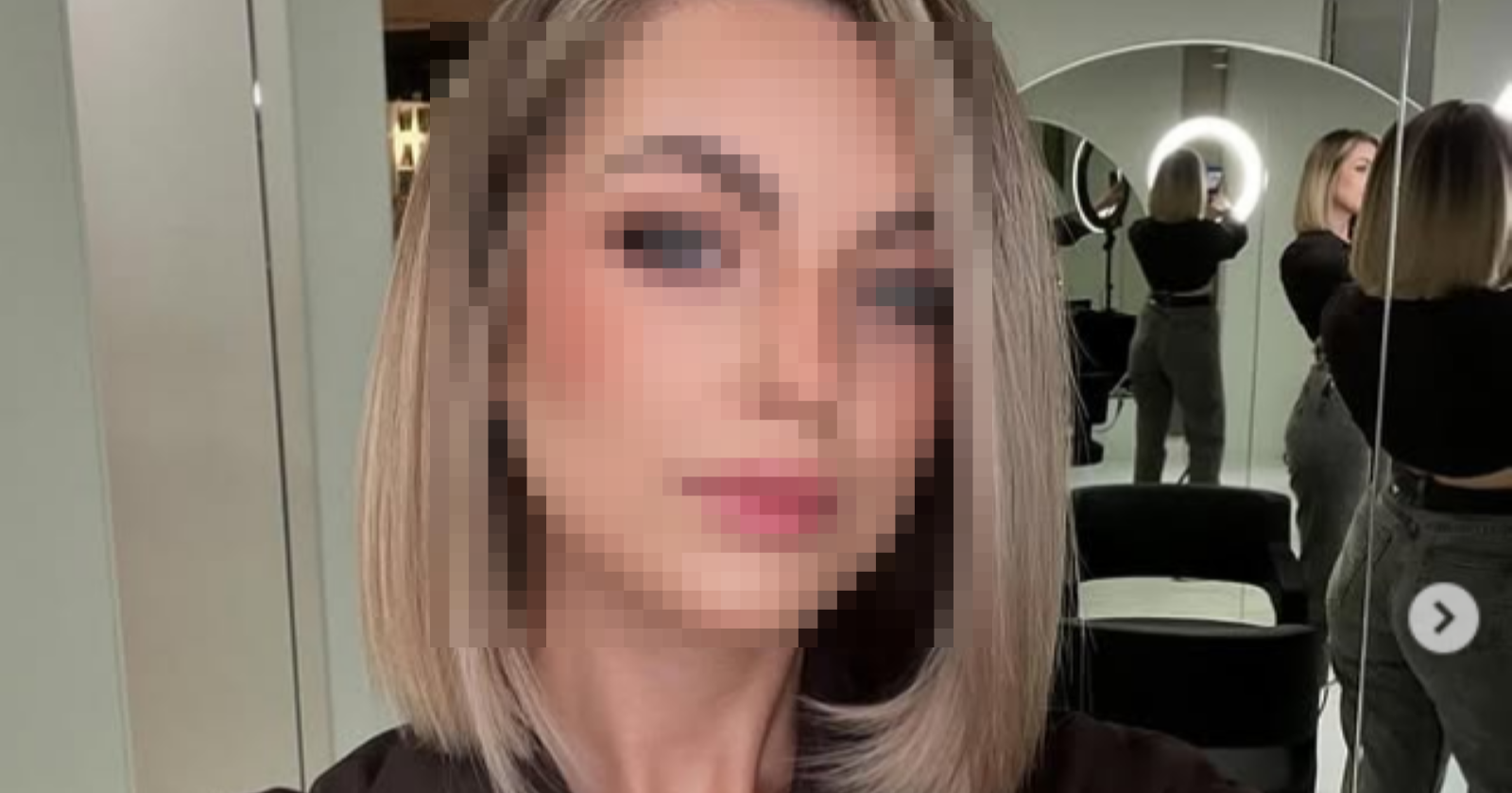 Porträt von Stefanie P. mit blondem, glattem Bob, dezentem Make-up und hellem Teint, aufgenommen in einem hellen Raum mit Spiegeln – sie gilt seit Sonntag als vermisst.