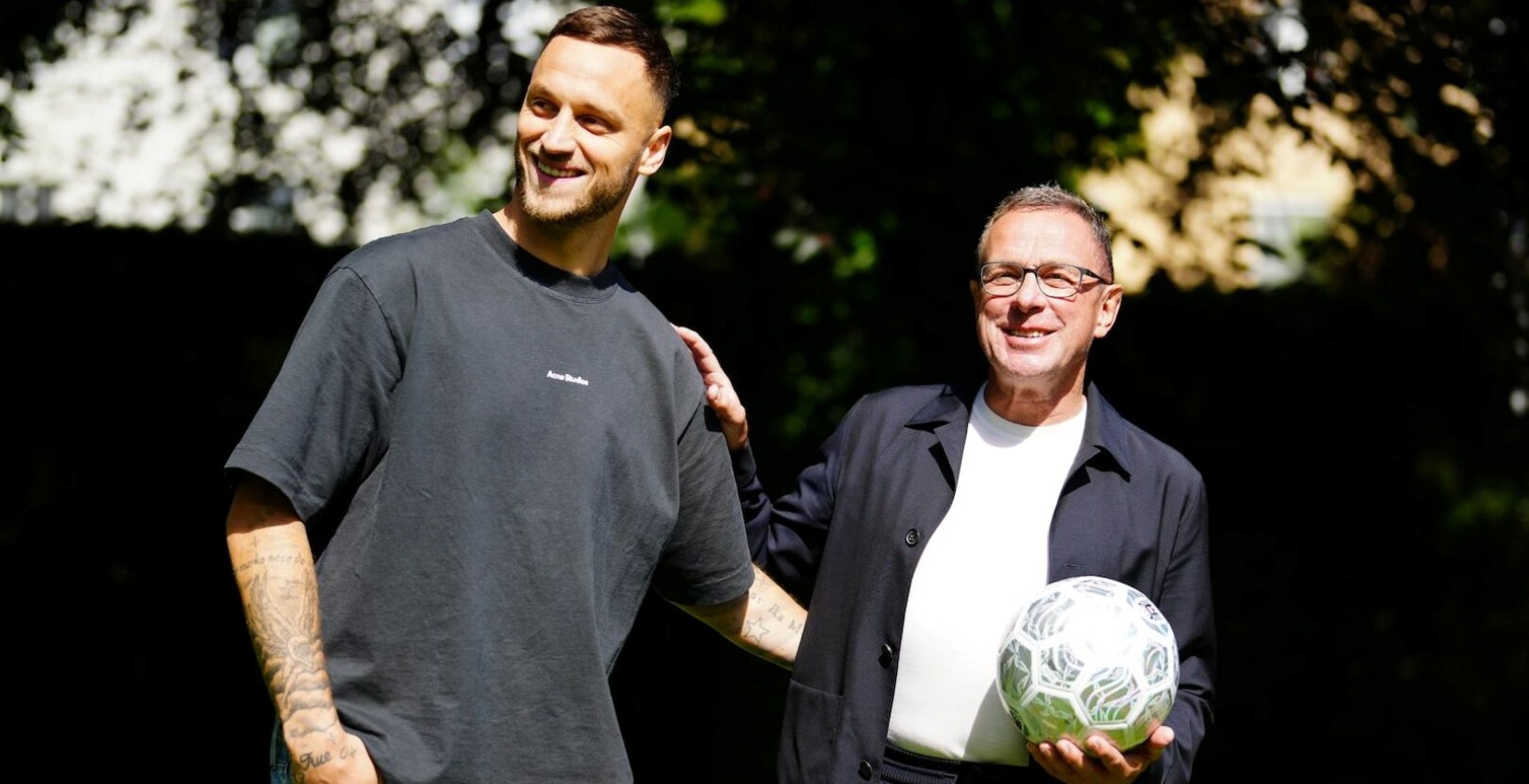 Teamchef Ralf Rangnick und Marko Arnautovic während eines Fotoshootings