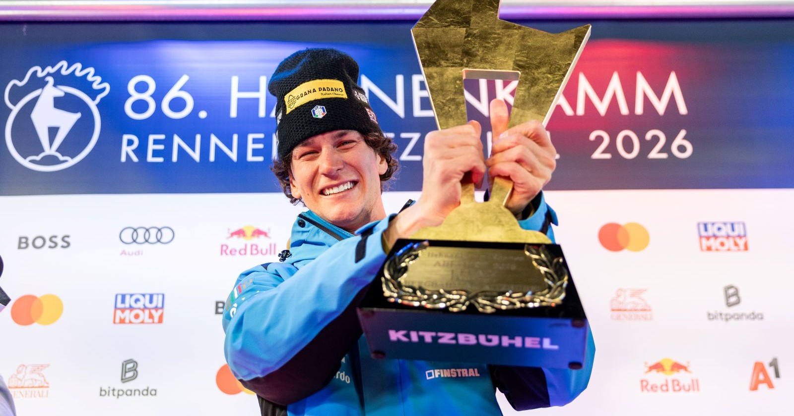 Giovanni Franzoni während der Siegerehrung in Kitzbühel