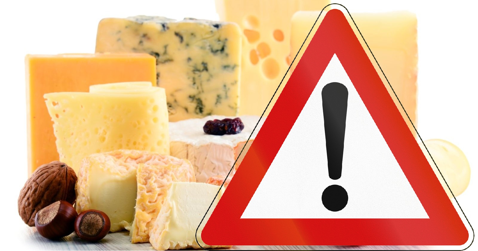Verschiedene Käsesorten mit eingeblendetem Warnschild – Rückruf in Österreich wegen möglicher Listerien im „Mauri Taleggio Bontaleggio DOP 200g“.