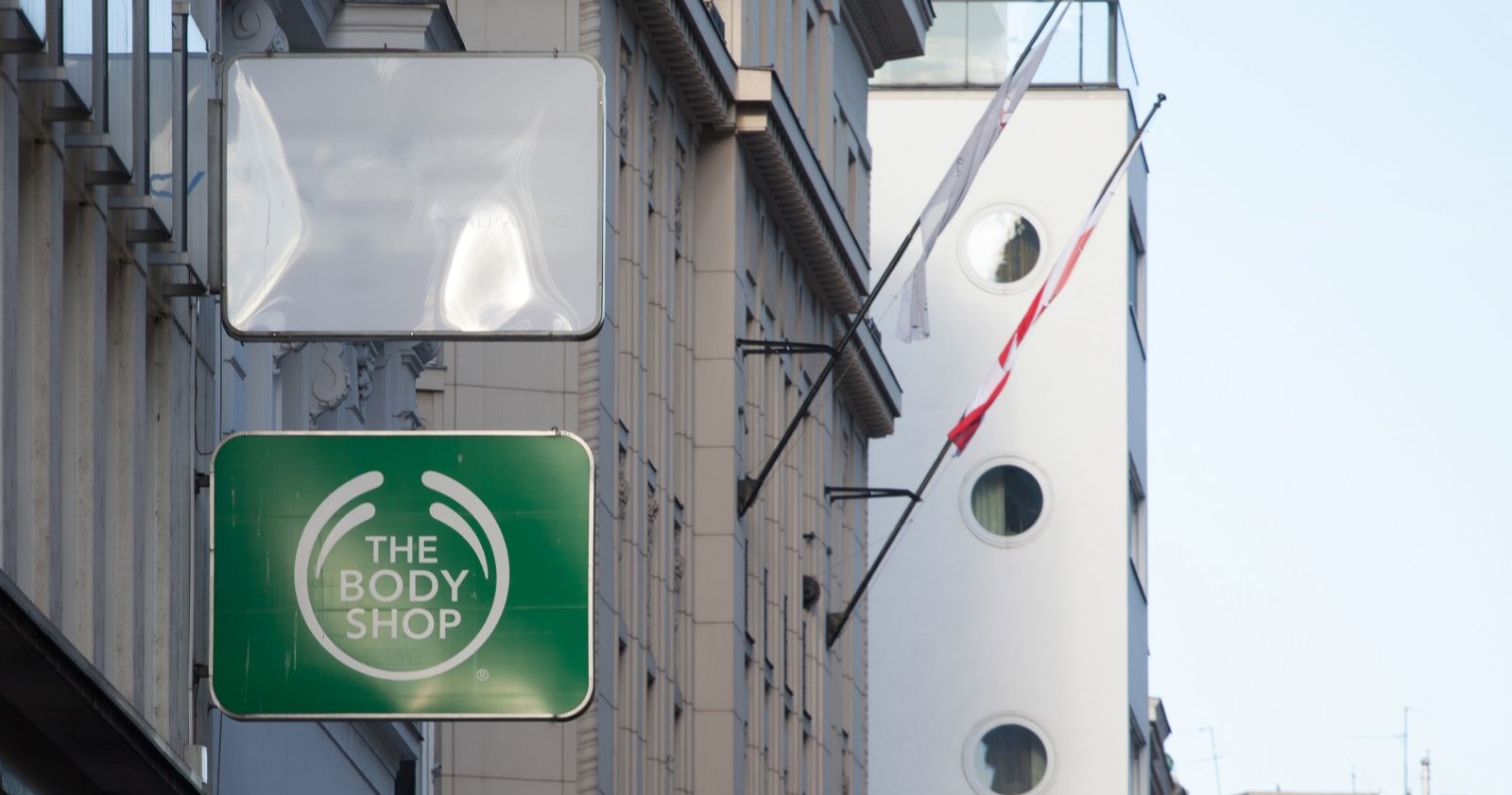 Tafel einer The Body Shop Filiale in Wien