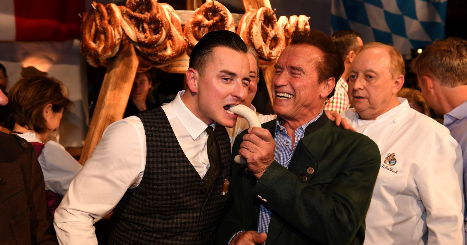 Andreas Gabalier und Arnold Schwarzenegger bei der Stanglwirt Weißwustparty