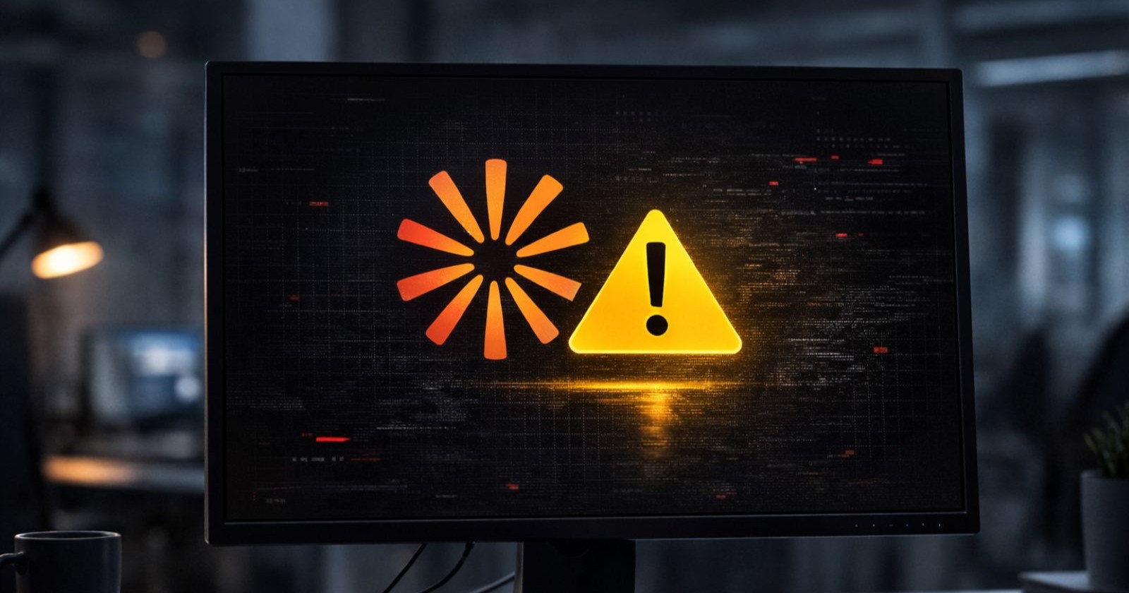 Das Logo von Claude neben einem Warnschild um eine Störung zu symbolisieren