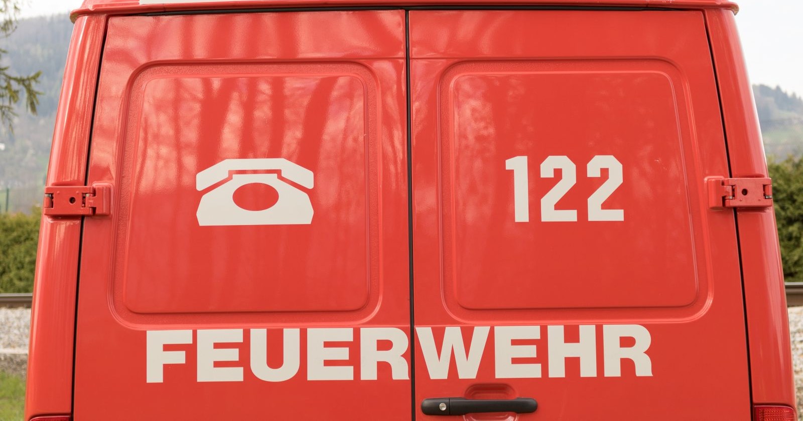 Rückansicht eines Feuerwehrwagens
