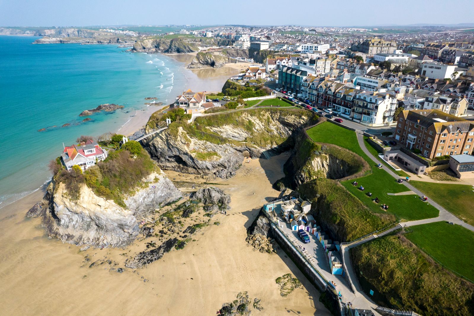 Newquay in England aus der Vogelperspektive.