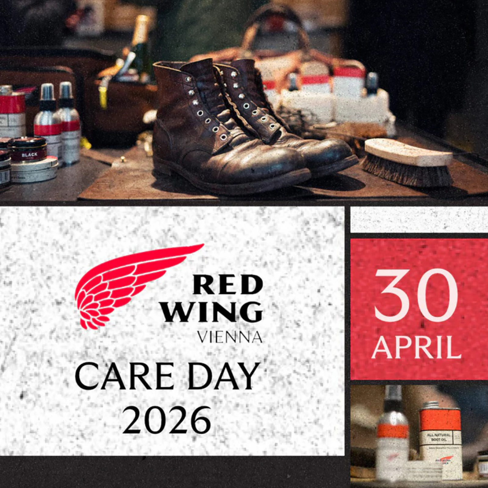 Plakat mit braunen Boots aus Leder | Credit: Red Wing