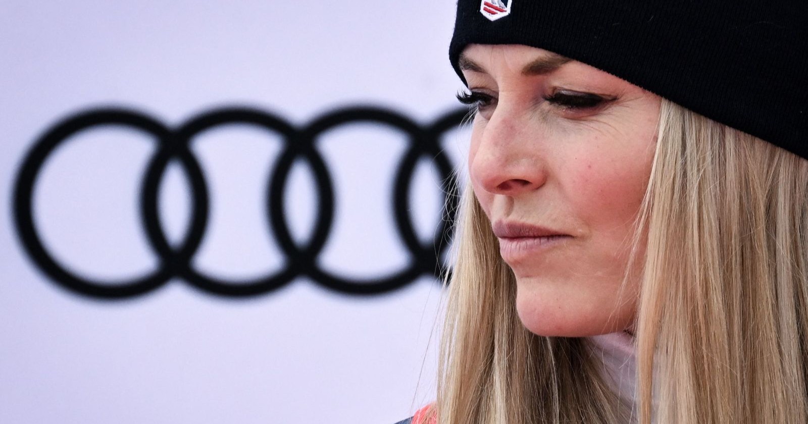 Lindsey Vonn im Zielraum nach einem Skirennen