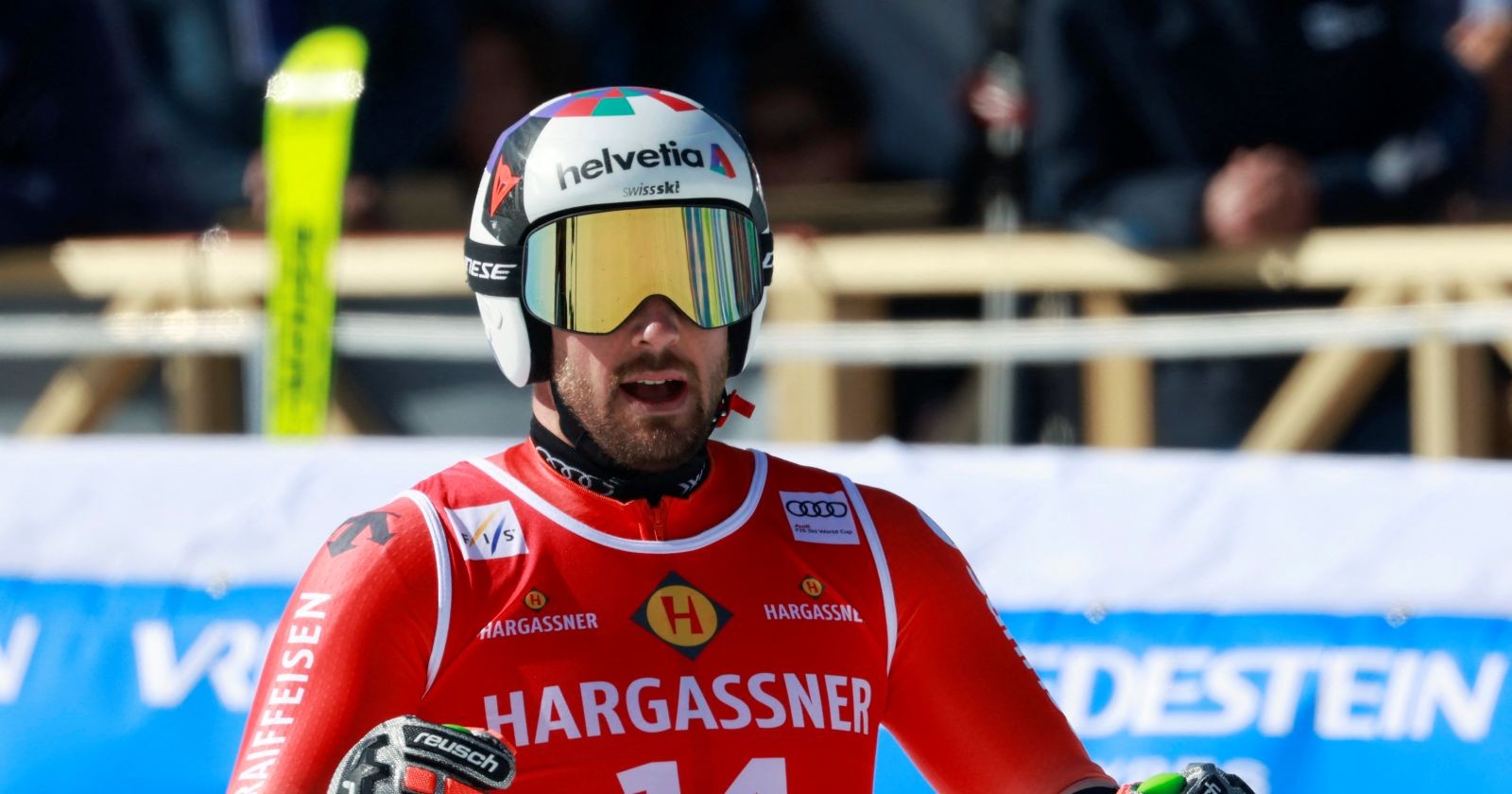 Luca Aerni während dem Weltcuprennen in Kranjska Gora