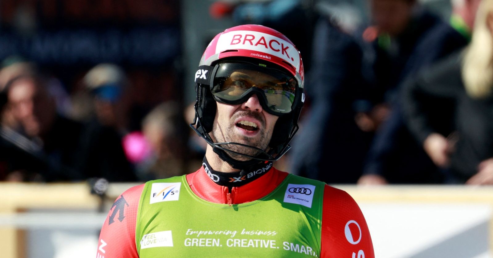 Ramon Zenhäusern nach dem Slalom-rennen von Kranskja Gora