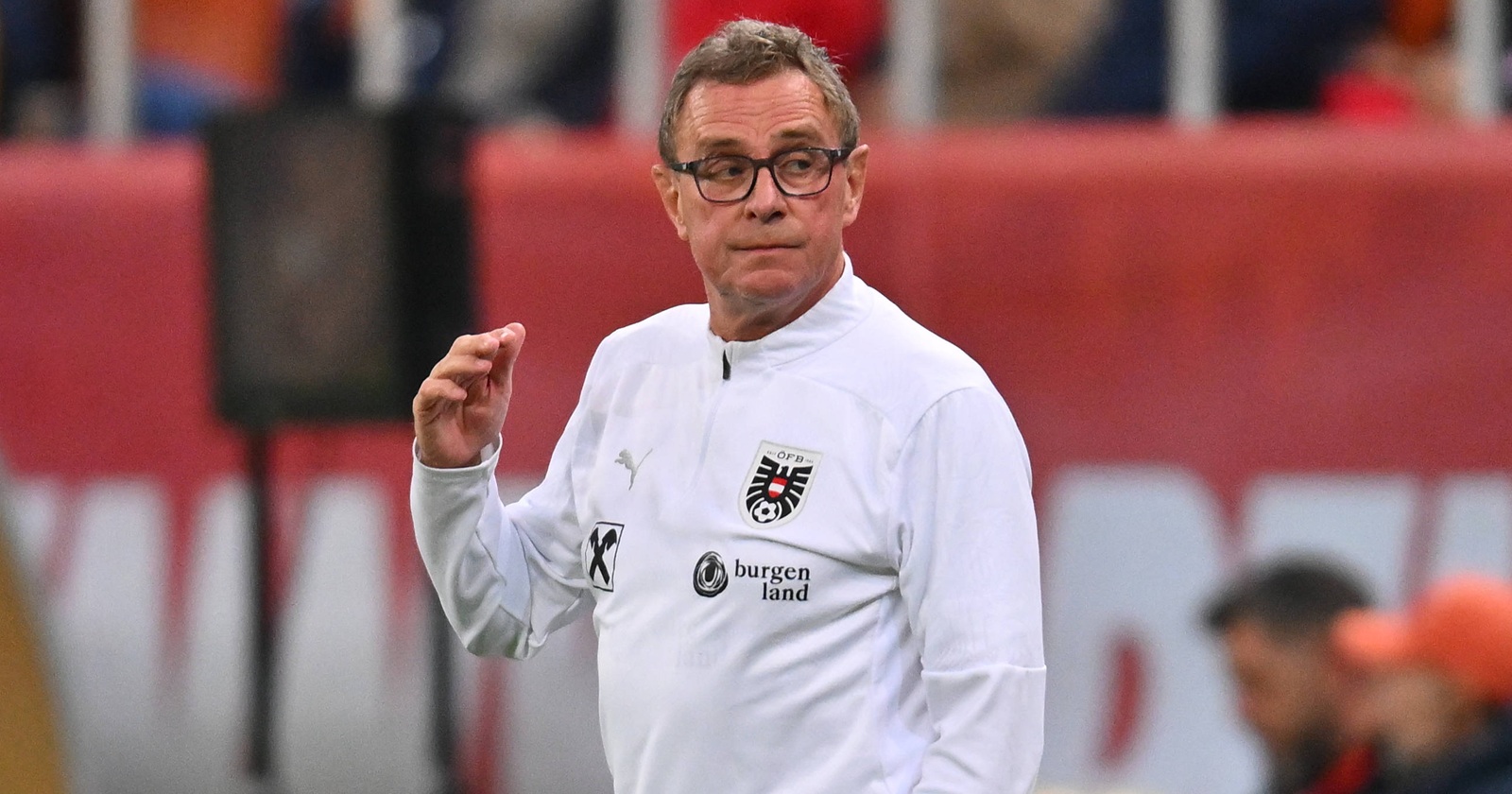 ÖFB-Trainer Ralf Rangnick während eines Länderspiels