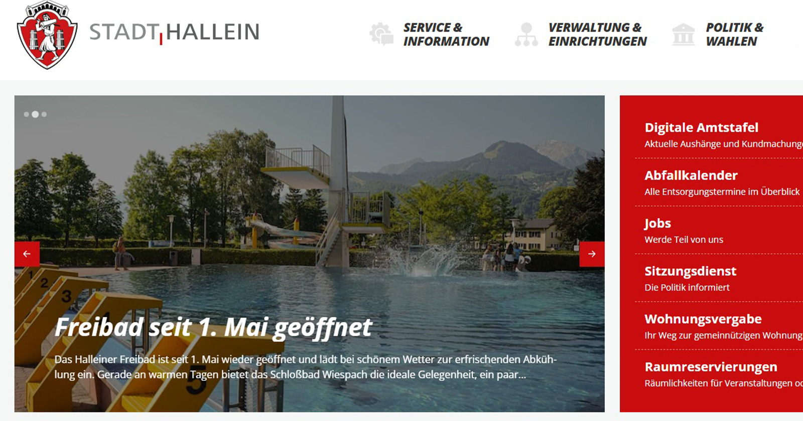 Neue Website der Stadt Hallein | Credit: Stadt Hallein