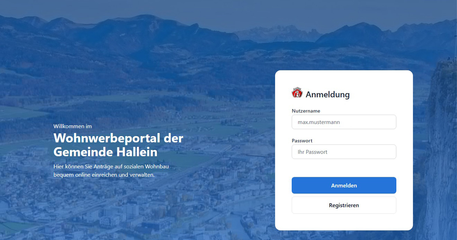 Wohnungssuche-Portal der Stadt Hallein | Credit: Stadt Hallein