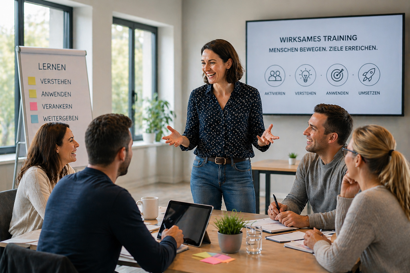 Seminarleiterin spricht vor Gruppe | Credit: Trainingday