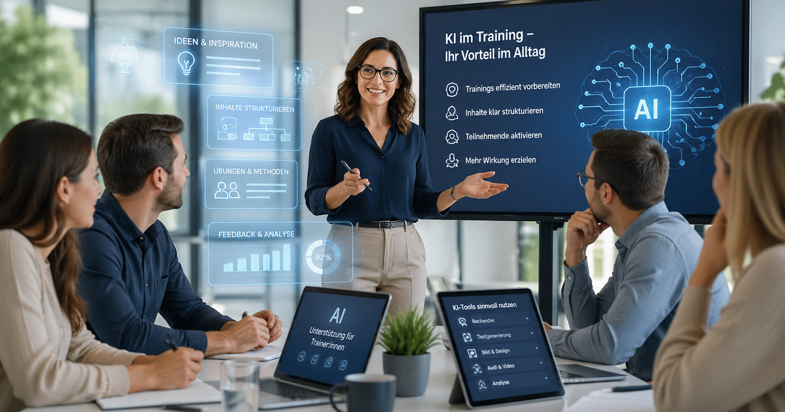 Seminarleiterin spricht vor der Gruppe | Credit: Trainingday