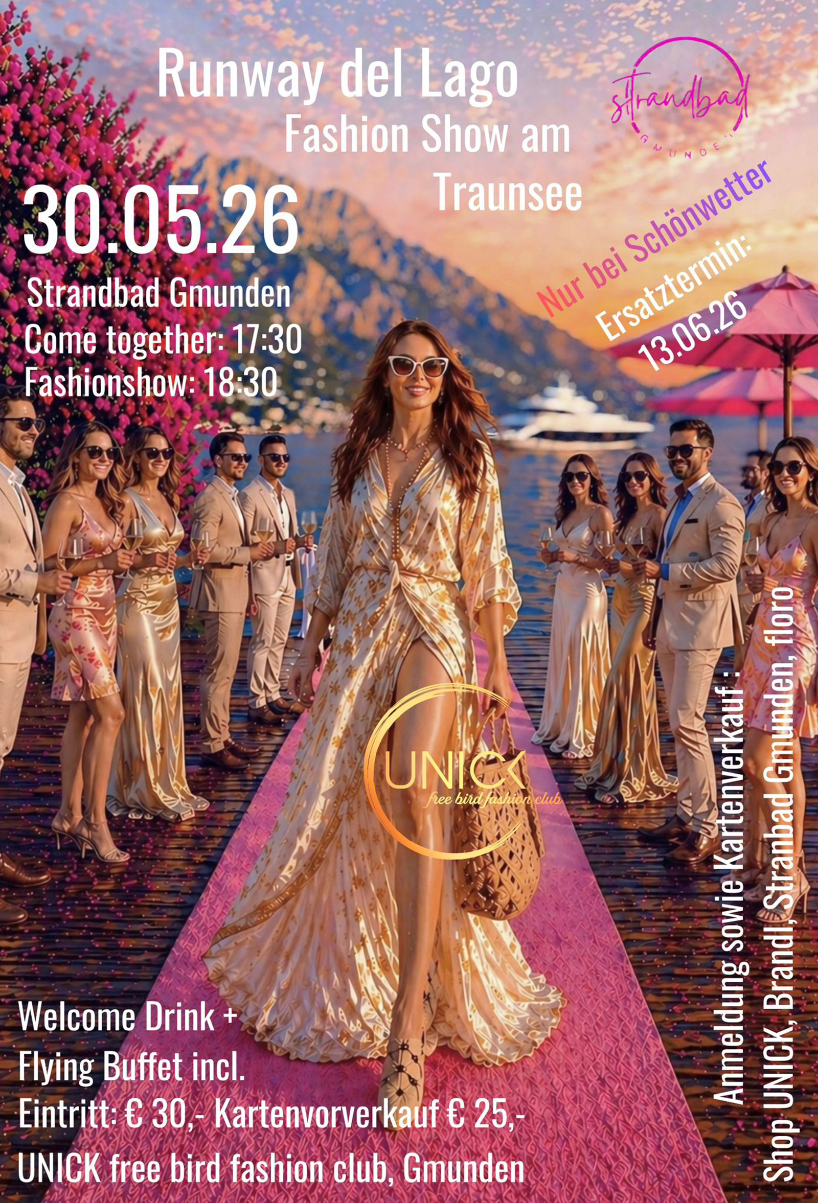 Bild einer Fashion Show am Seeufer | Credit: UNICK free bird fashion club