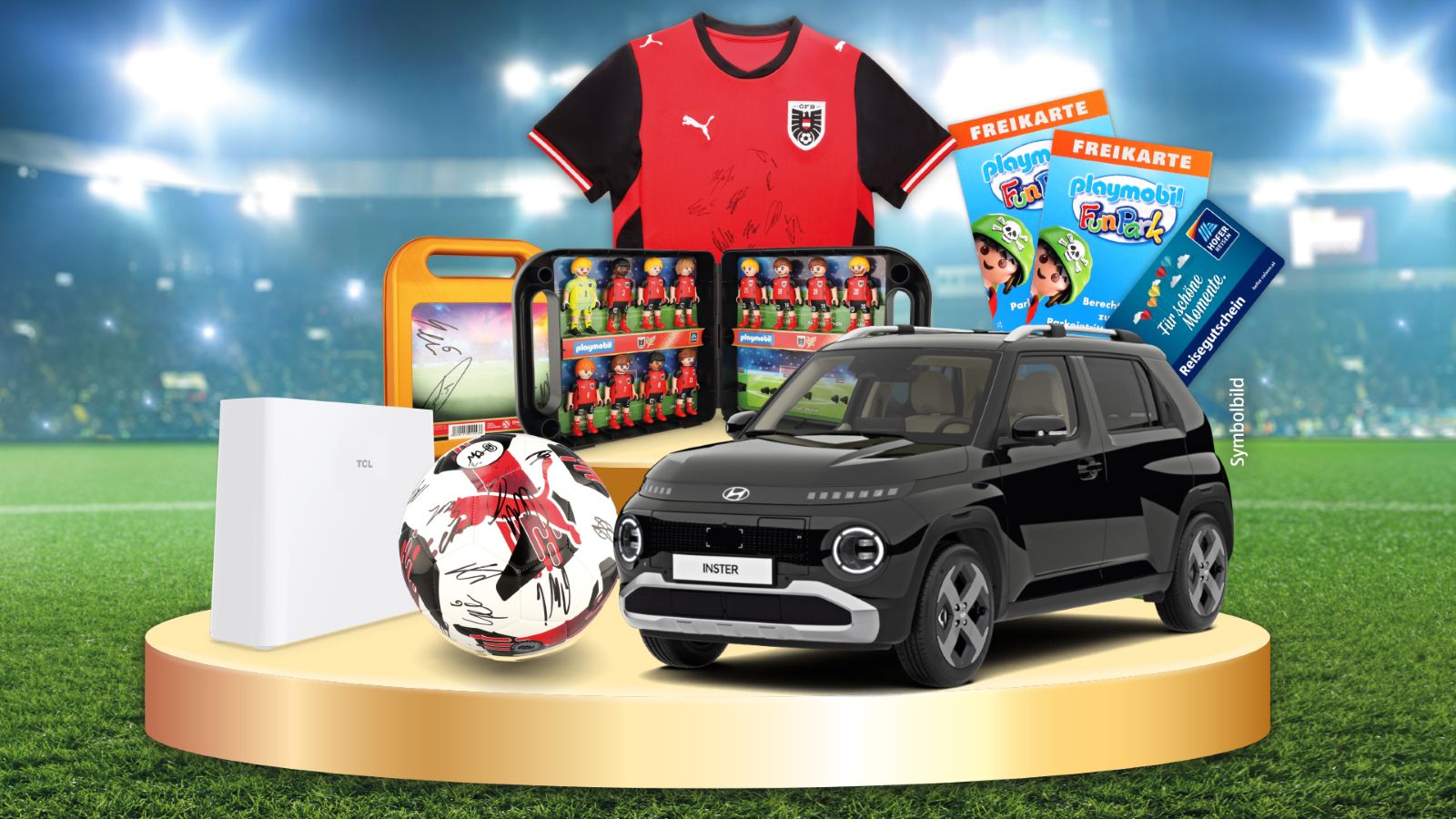 Produktcollage, von Trikot bis Auto