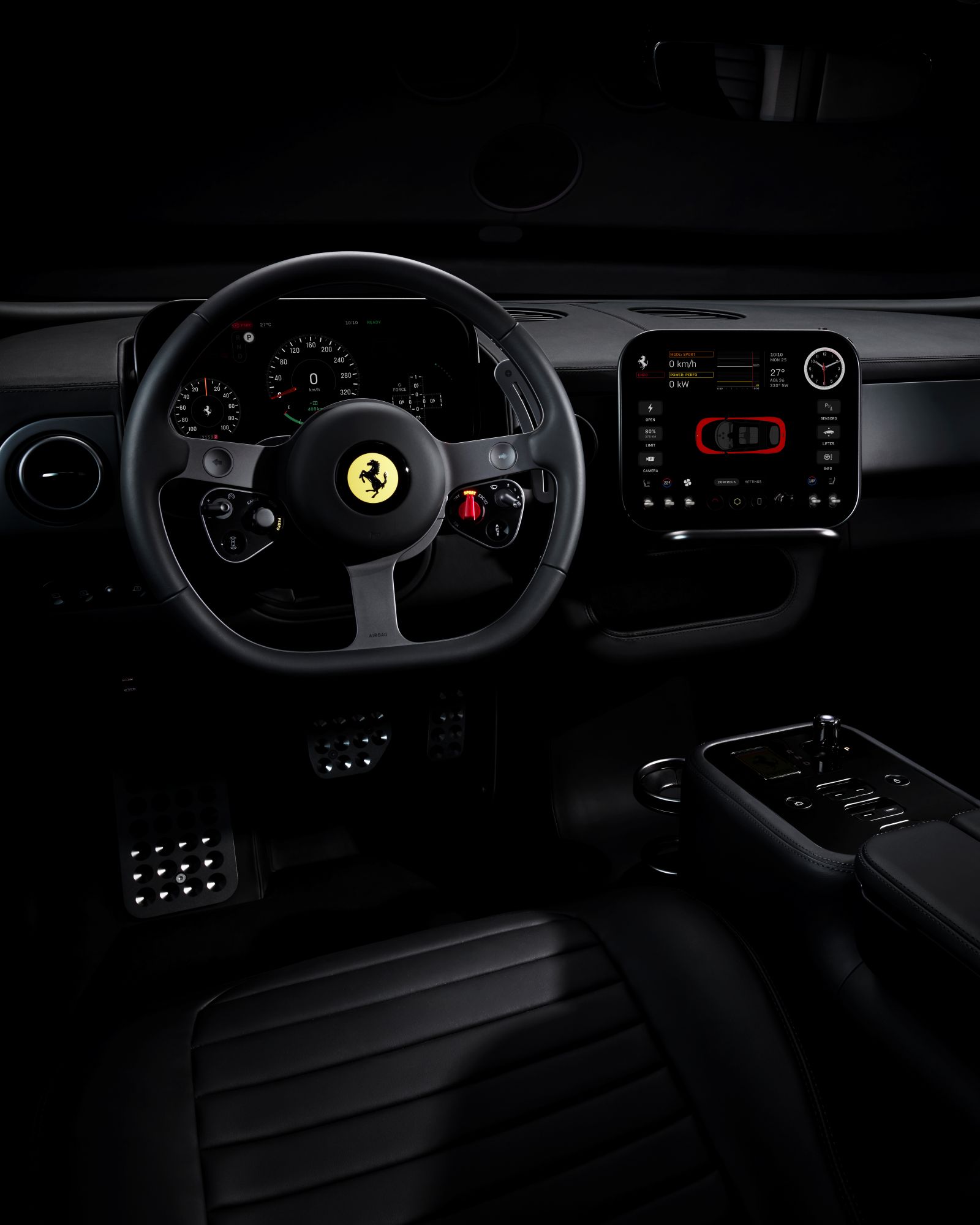 Ferrari Luce Innenraum Cockpit Elektroauto Display Lenkrad Design Ferrari