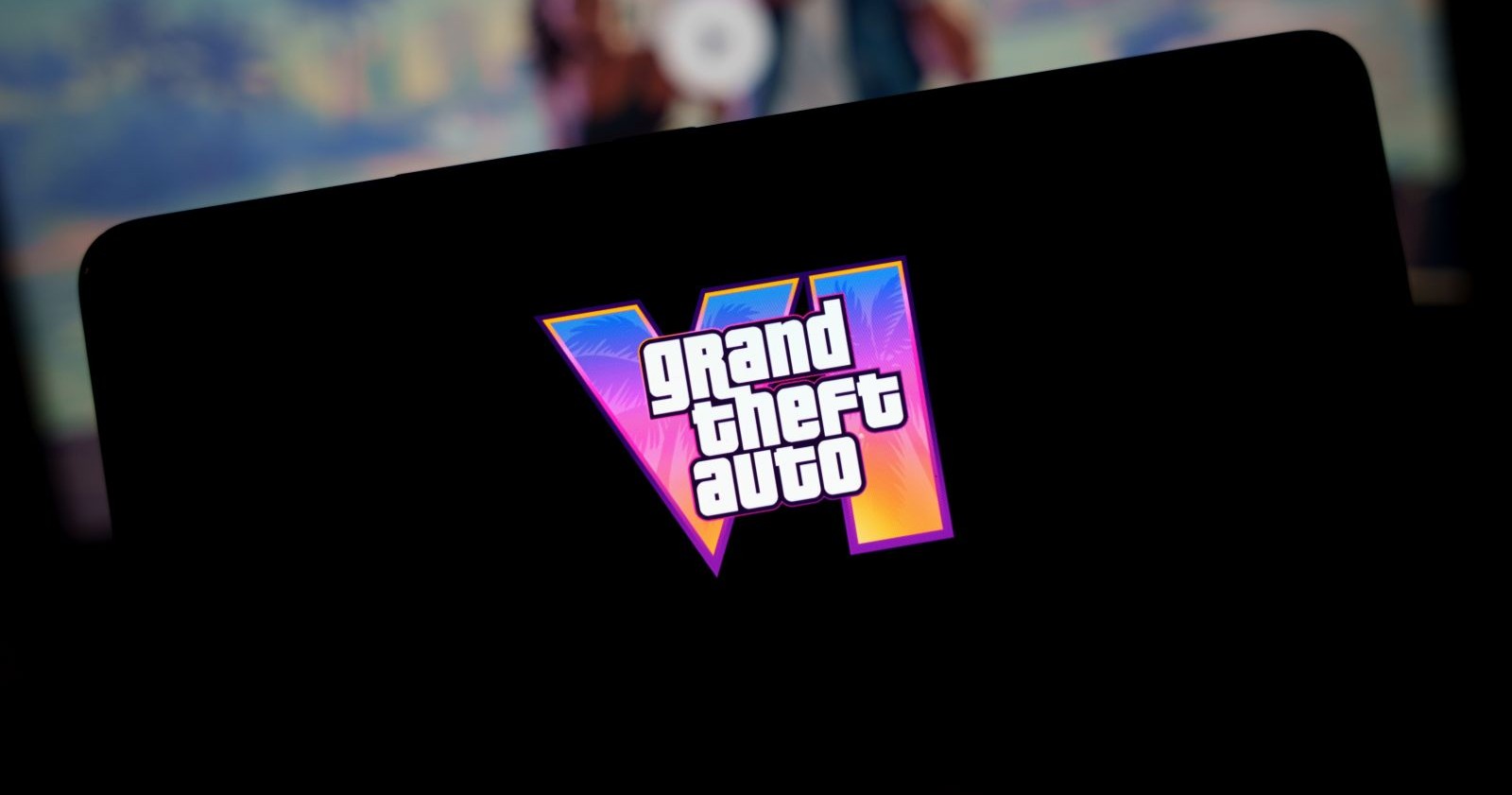 Das offizielle Logo von Grand Theft Auto VI vor einer Skyline im typischen Rockstar-Games-Design.