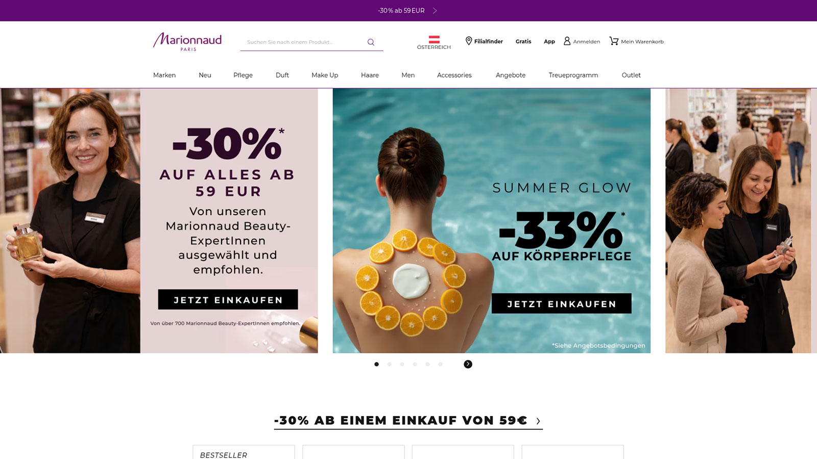 Website von Marionnaud | Credit: Marionnaud