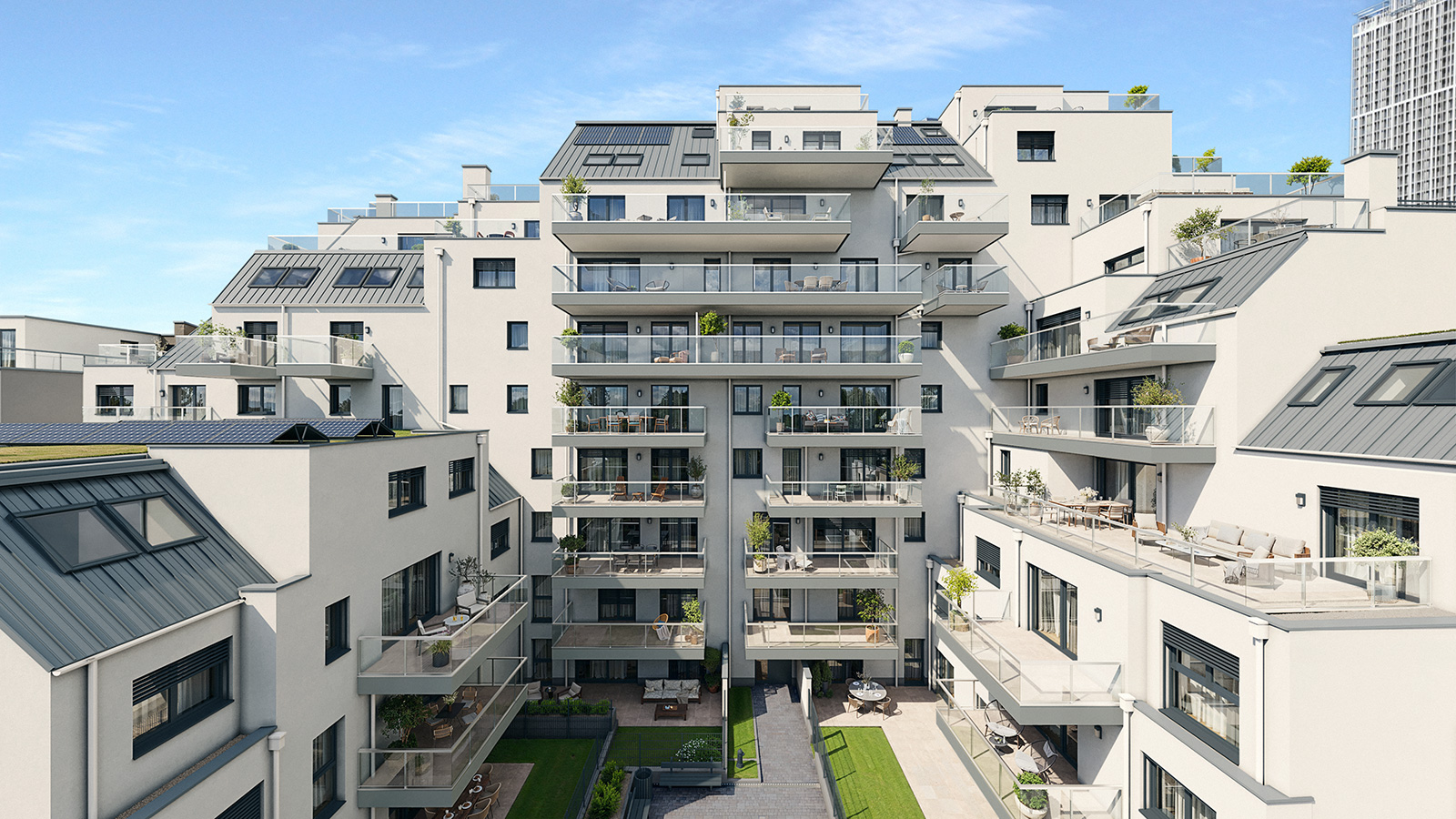 Innenhof eines modernen Wohnhauses | Credit: Glorit Bausysteme