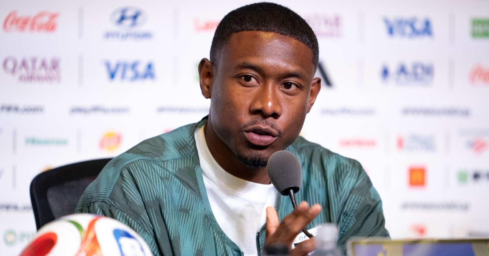 David Alaba vor dem Spiel gegen Jordanien bei der PK.