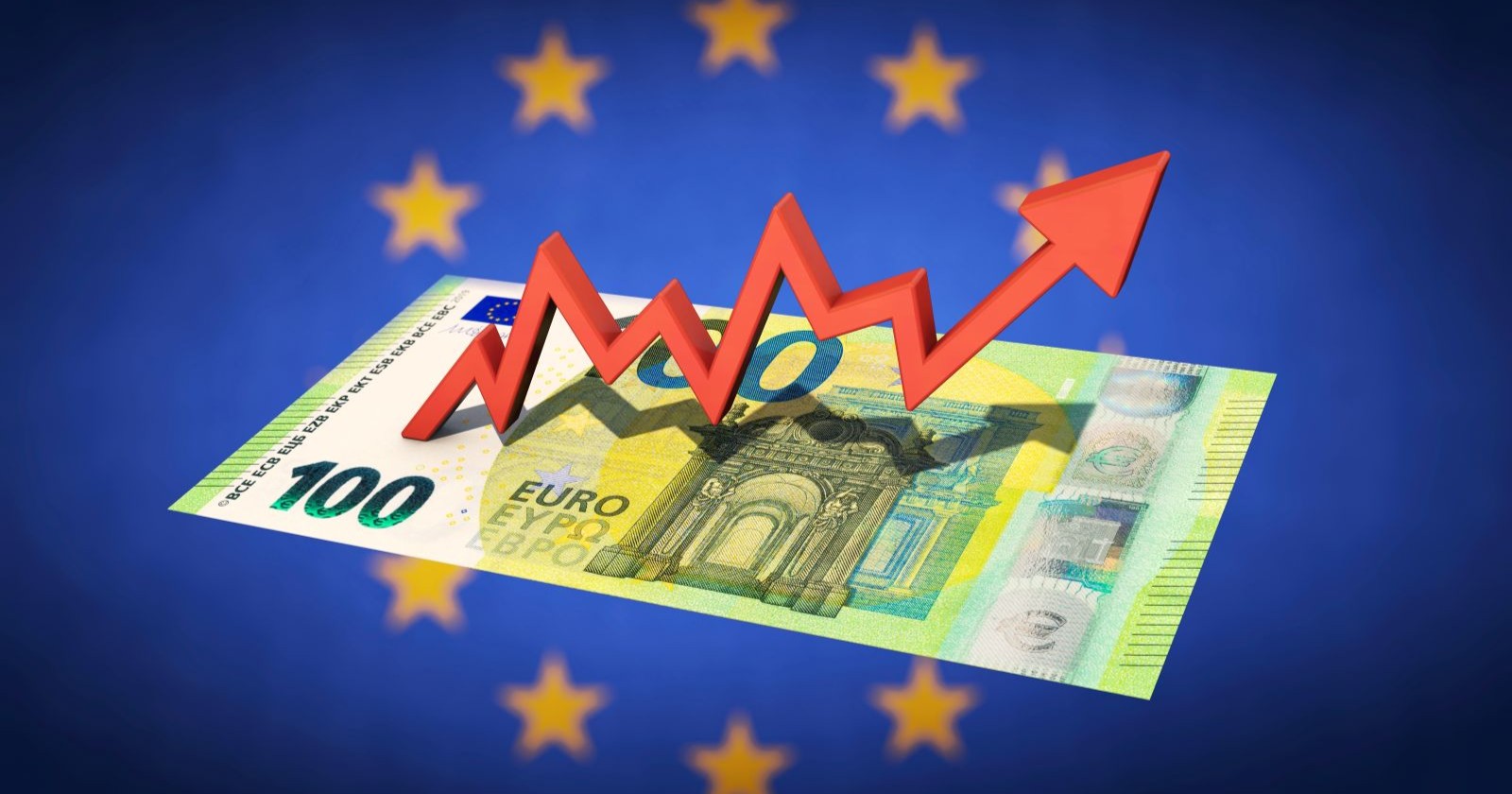 EZB Leitzins steigt Euro Geldschein Grafik steigende Zinsen Euroraum