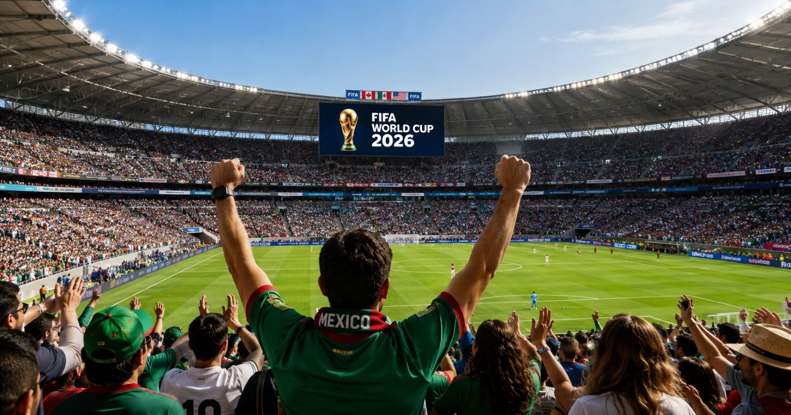 Fans im Stadion bei der WM 2026 während Sicherheitskontrollen und strengen Stadionregeln zu verbotenen Gegenständen