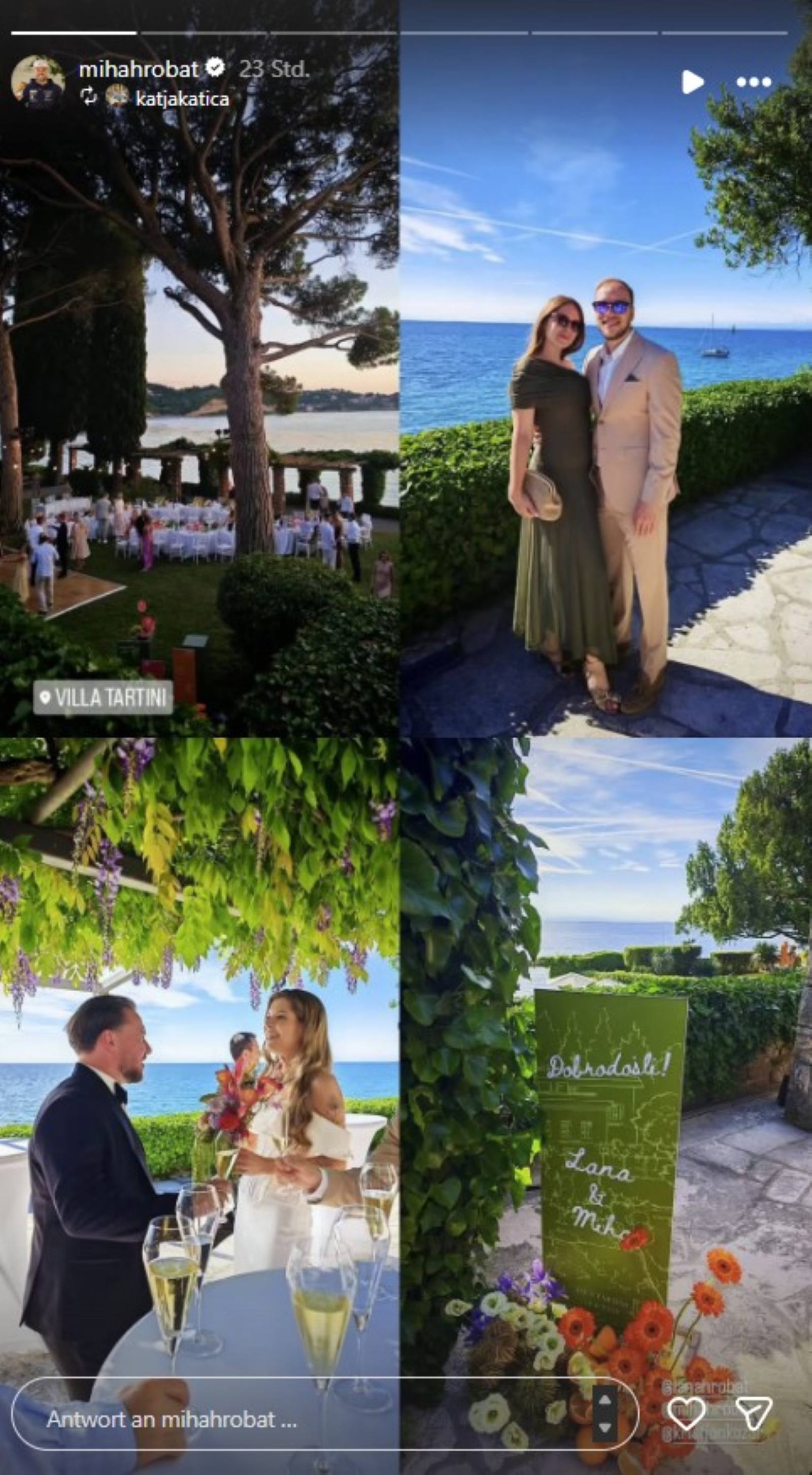 Collage der Hochzeit von Miha Hrobat und Lana Petek