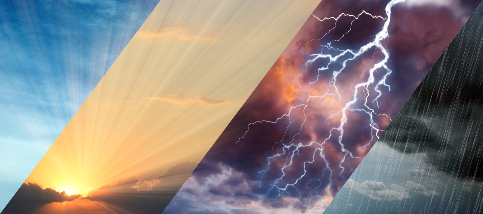 Prognosekonzept. Collage von Fotos mit unterschiedlichen Wetter-Bedingungen