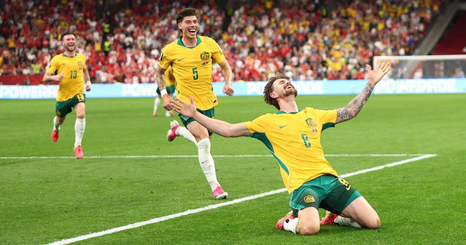 Australien Torjubel WM 2026 gegen Türkei nach Treffer im Gruppenspiel