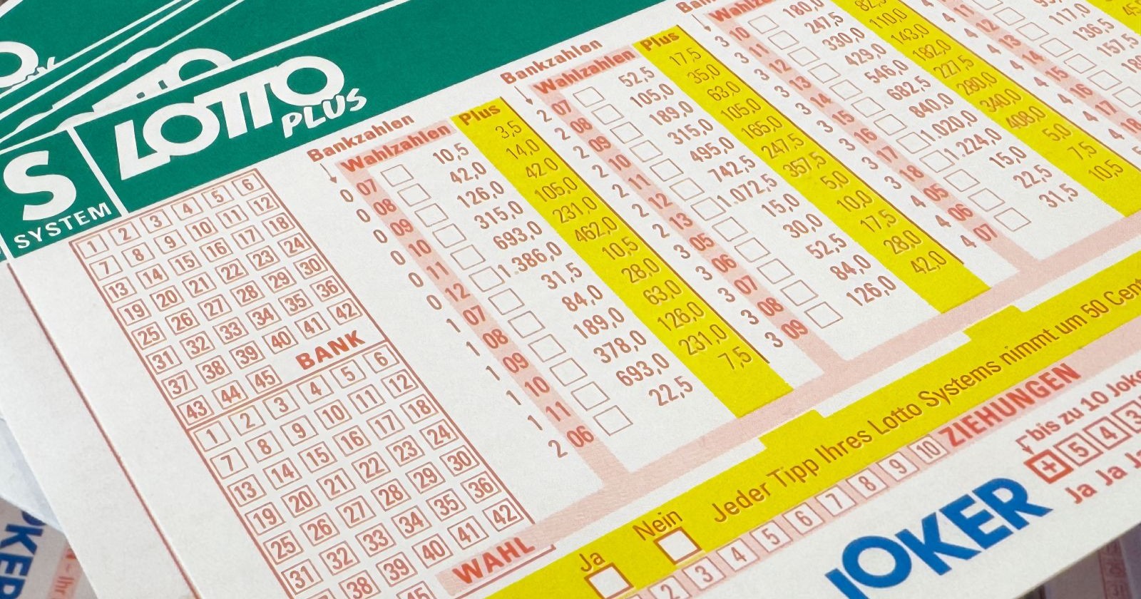 Lotto Ziehung Wettschein Österreich mit LottoPlus und Zahlenfeld für doppelte Ziehungen ab Juli 2026