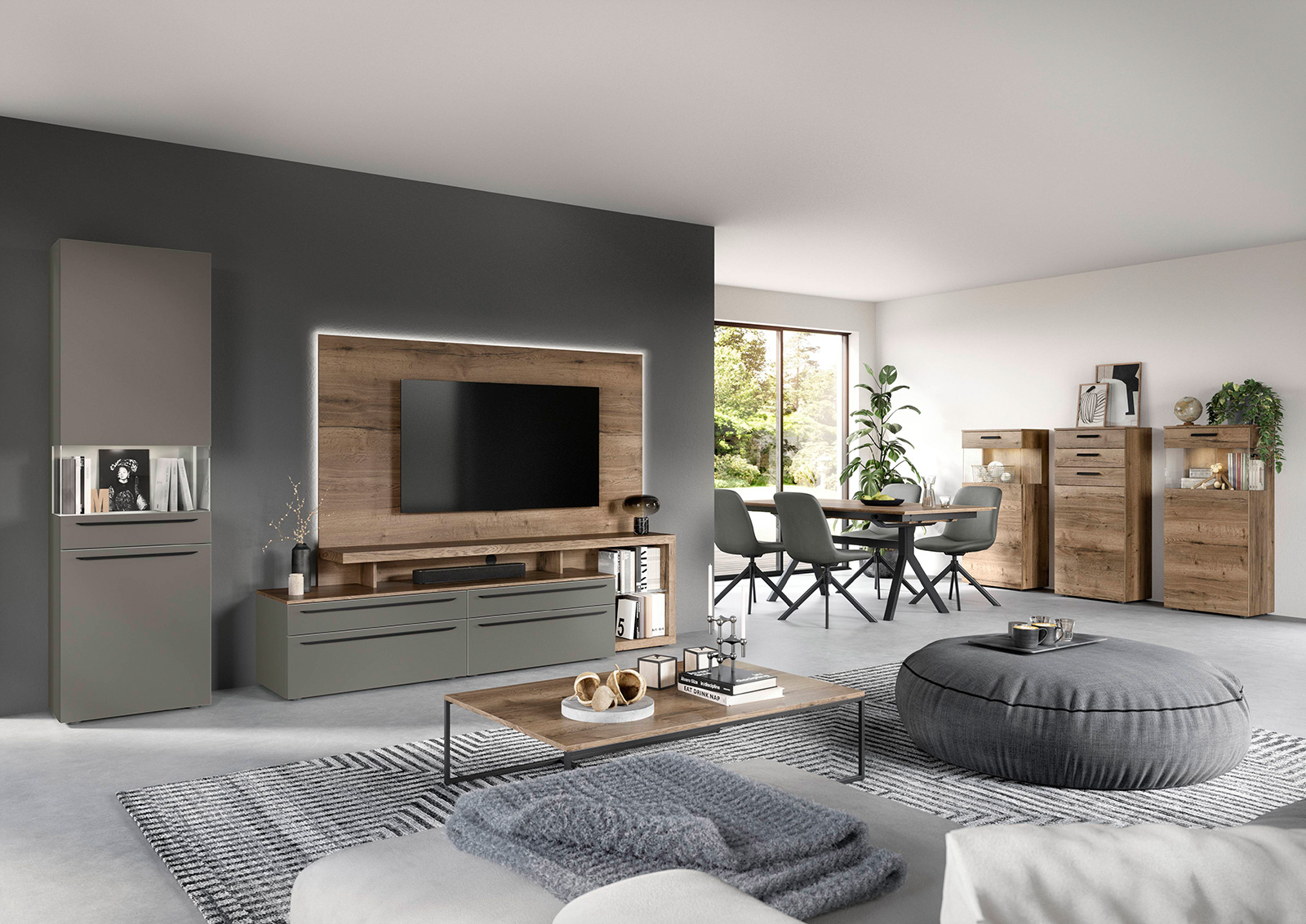 Modernes Wohnzimmer in Grautönen | Credit: AP Küchendesign