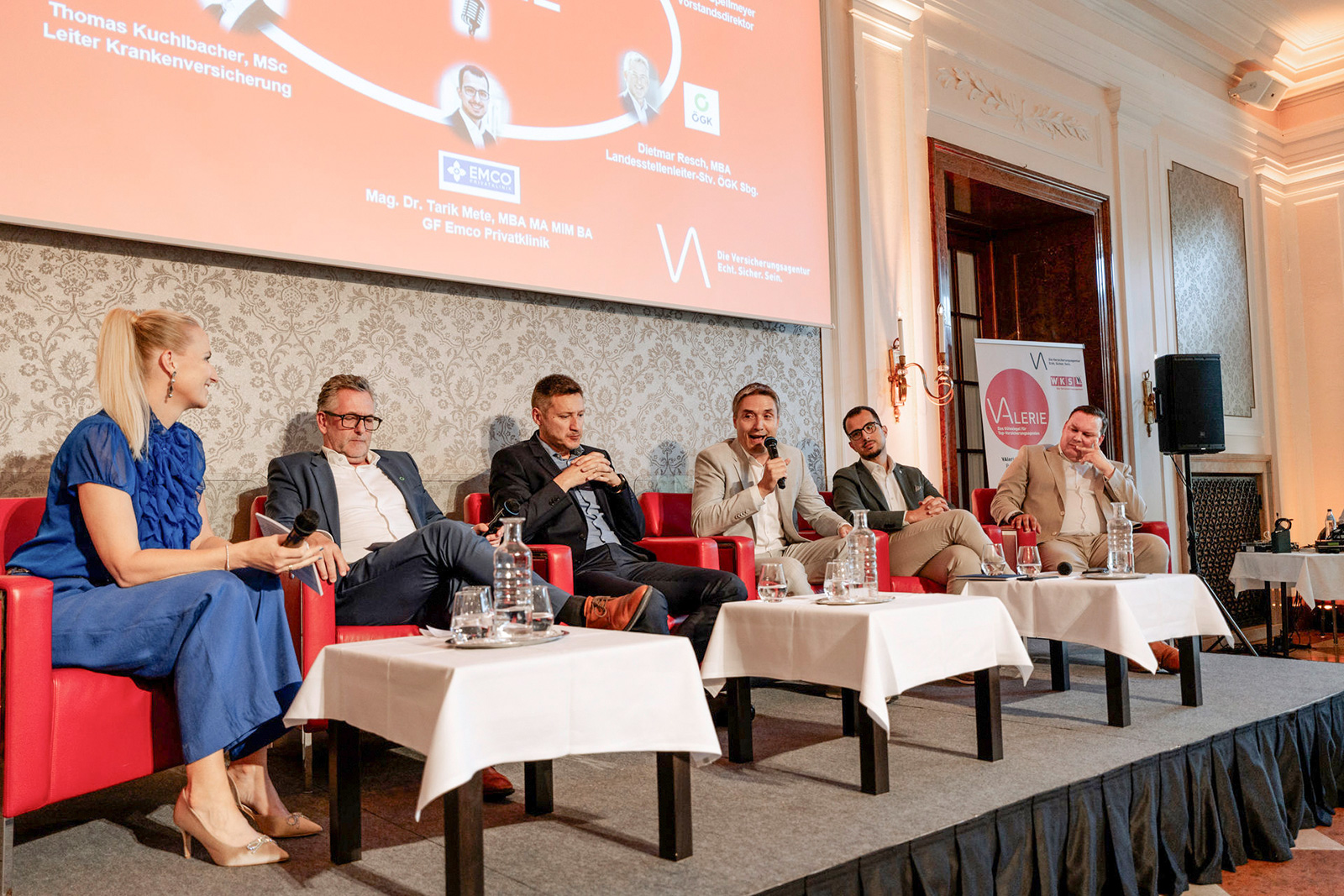 Angelika Pehab, Dietmar Resch (ÖGK), Dragan Dokic (Allianz), Michael Fuchs (Uniqa), Tarik Mete (Emco Klinik), Markus Spellmeyer (Merkur Vers.) | Credit: Flo Schwarbeck