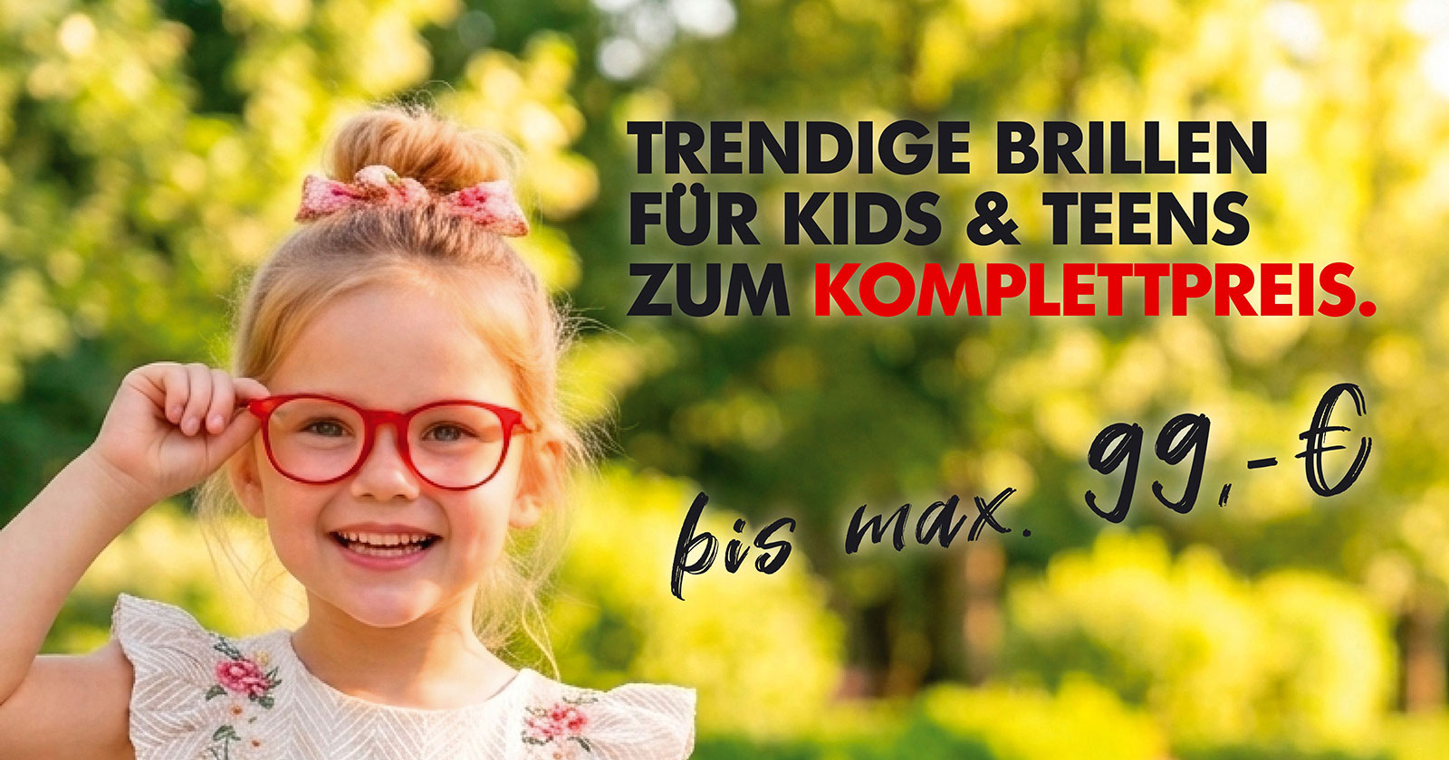 Mädchen, welches eine rote Brille trägt | Credit: United Optics