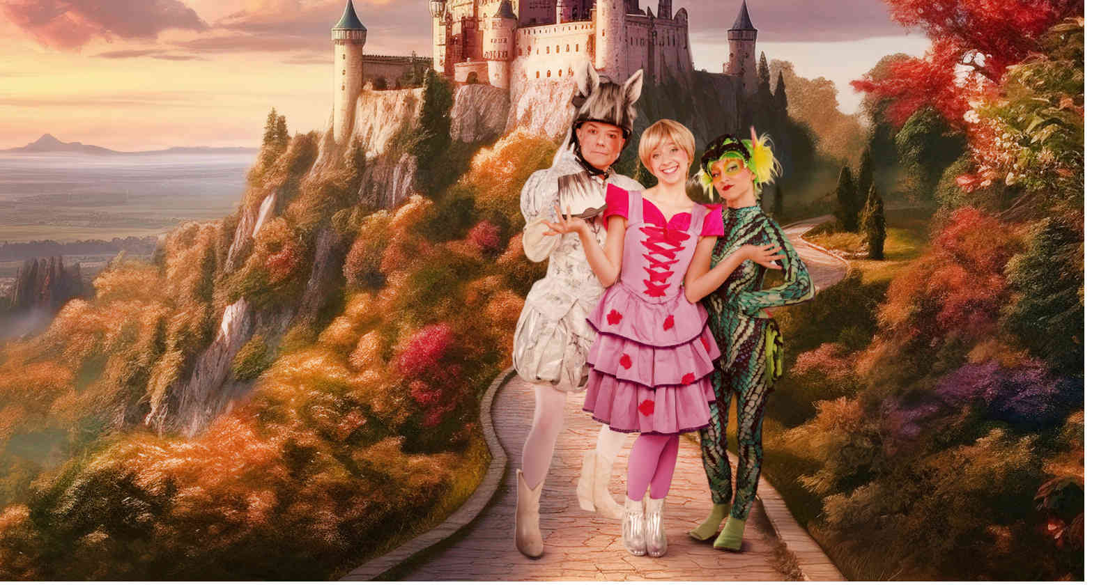 Personen vor einem Schloss