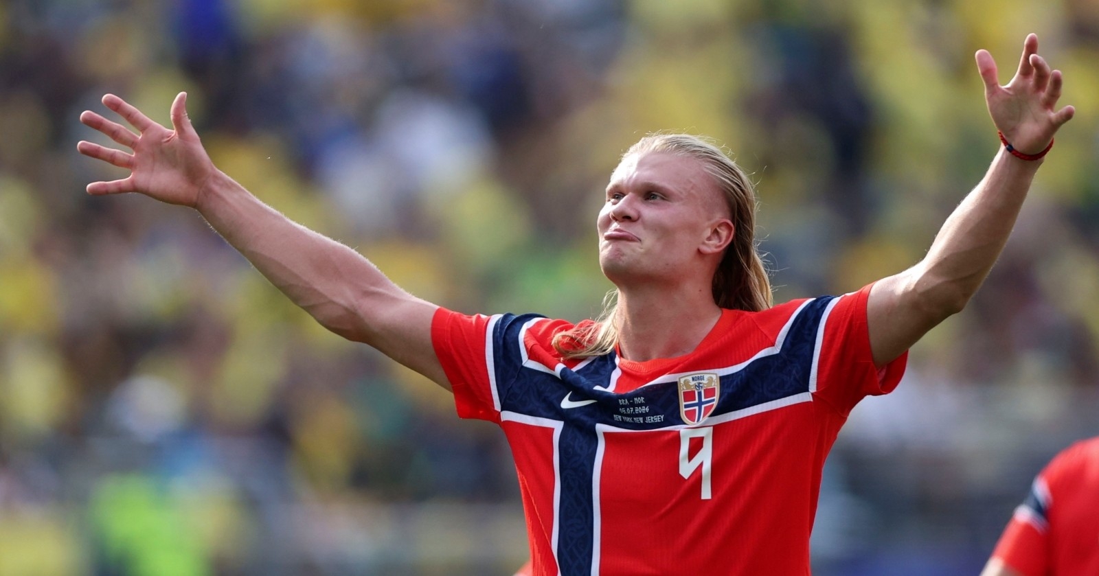 Brasilien vs. Norwegen: Haaland jubelt nach dem Schlusspfiff.