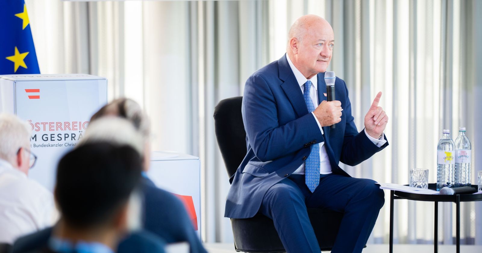 Christian Stocker (ÖVP) am Dienstag, 28. Juli 2026, im Rahmen der Veranstaltungsreihe "Österreich im Gespräch"