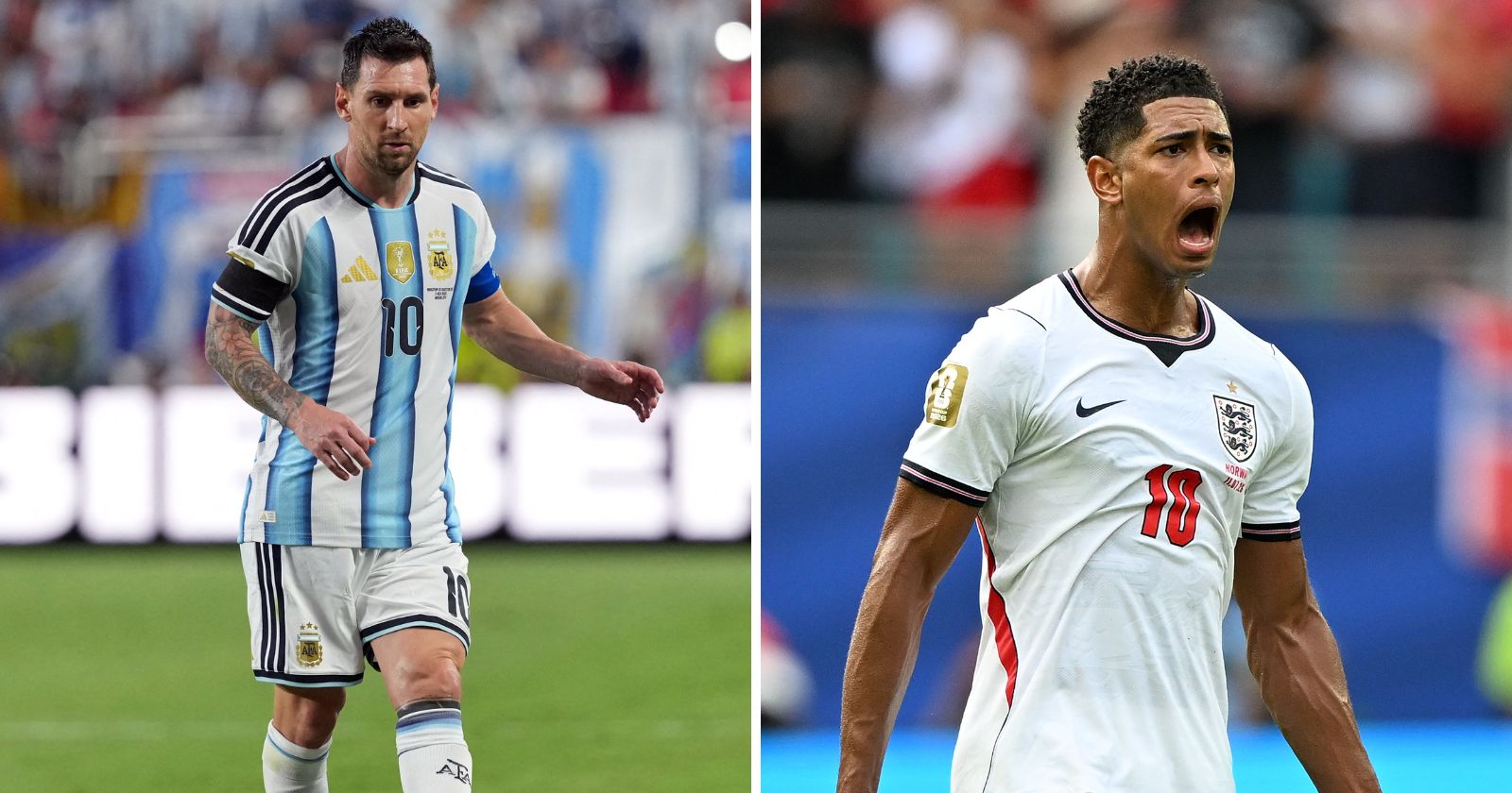 Lionel Messi und Jude Bellingham während Spielen der WM 2026