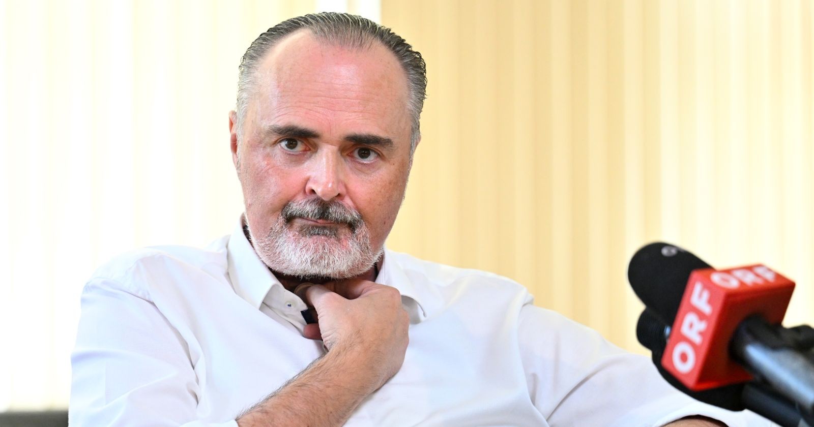 Hans Peter Doskozil spricht im Rahmen eines Medientermins im Landhaus