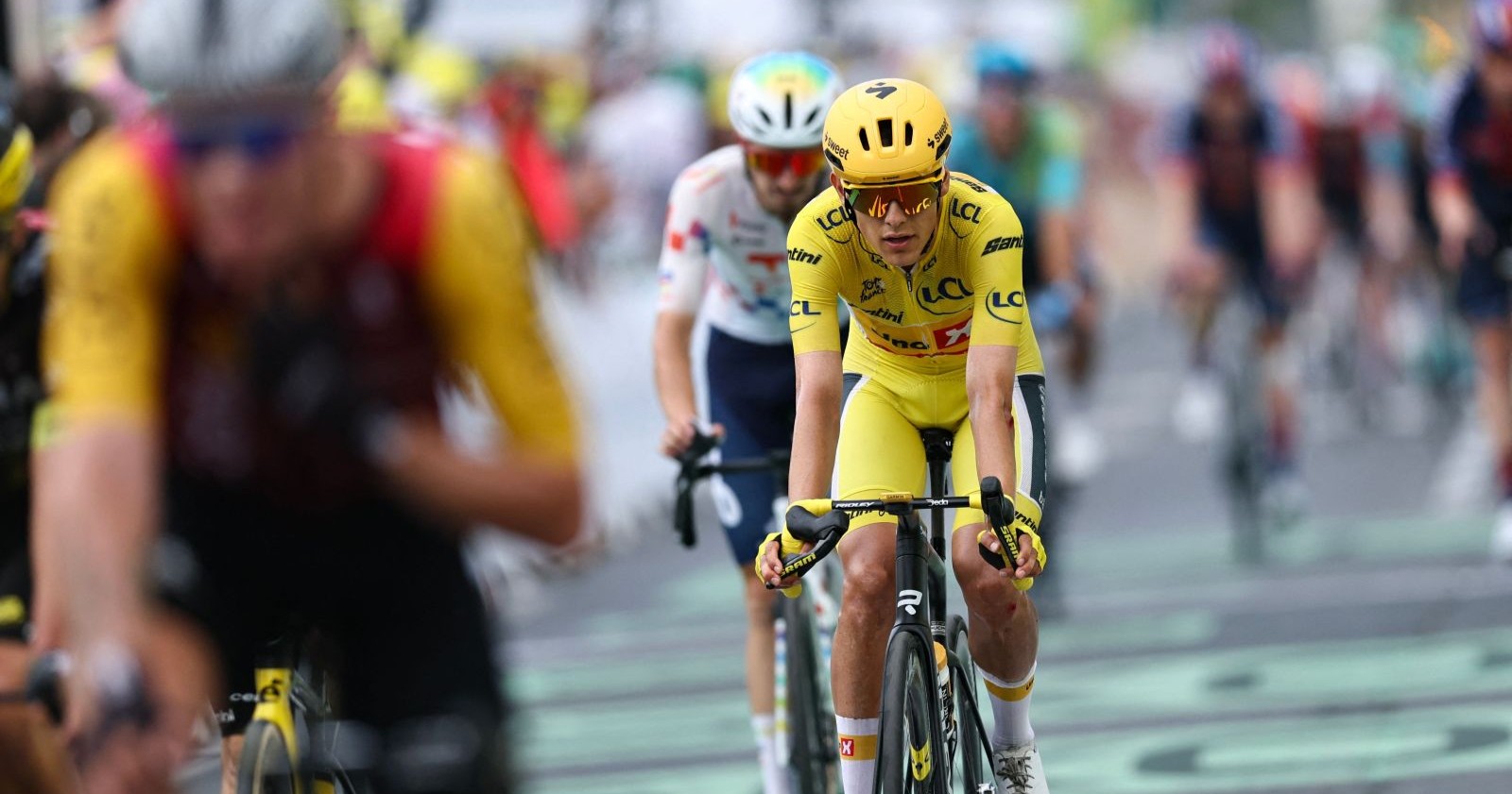 Torstein Traeen im Gelben Trikot bei der Tour de France nach überstandenem Krebs und Übernahme der Gesamtführung