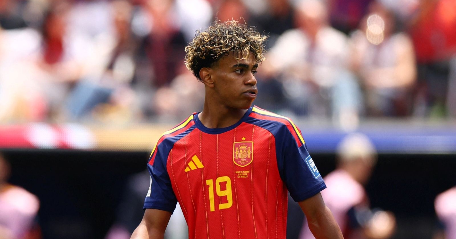 Lamine Yamal im Trikot der spanischen Nationalmannschaft beim WM-Spiel gegen Österreich. Der Barcelona-Star zählt zu den großen Hoffnungsträgern Spaniens bei der WM 2026.